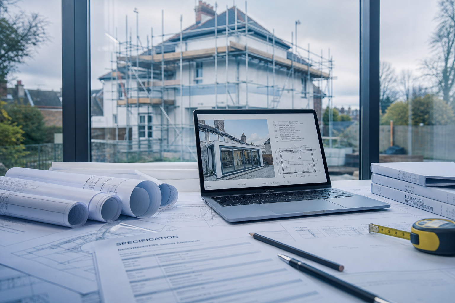 Architectural plans and specifications for a property alterations report