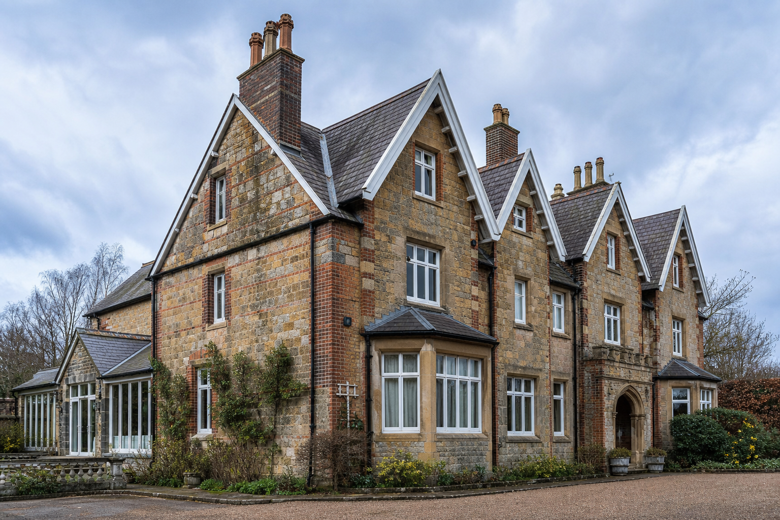 Large historic stone and brick property undergoing a comprehensive structural survey